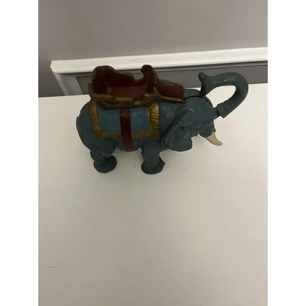 Vintage Repro Cast Iron Circus Elephant Mechanical Coin Bank Acme Japan Works